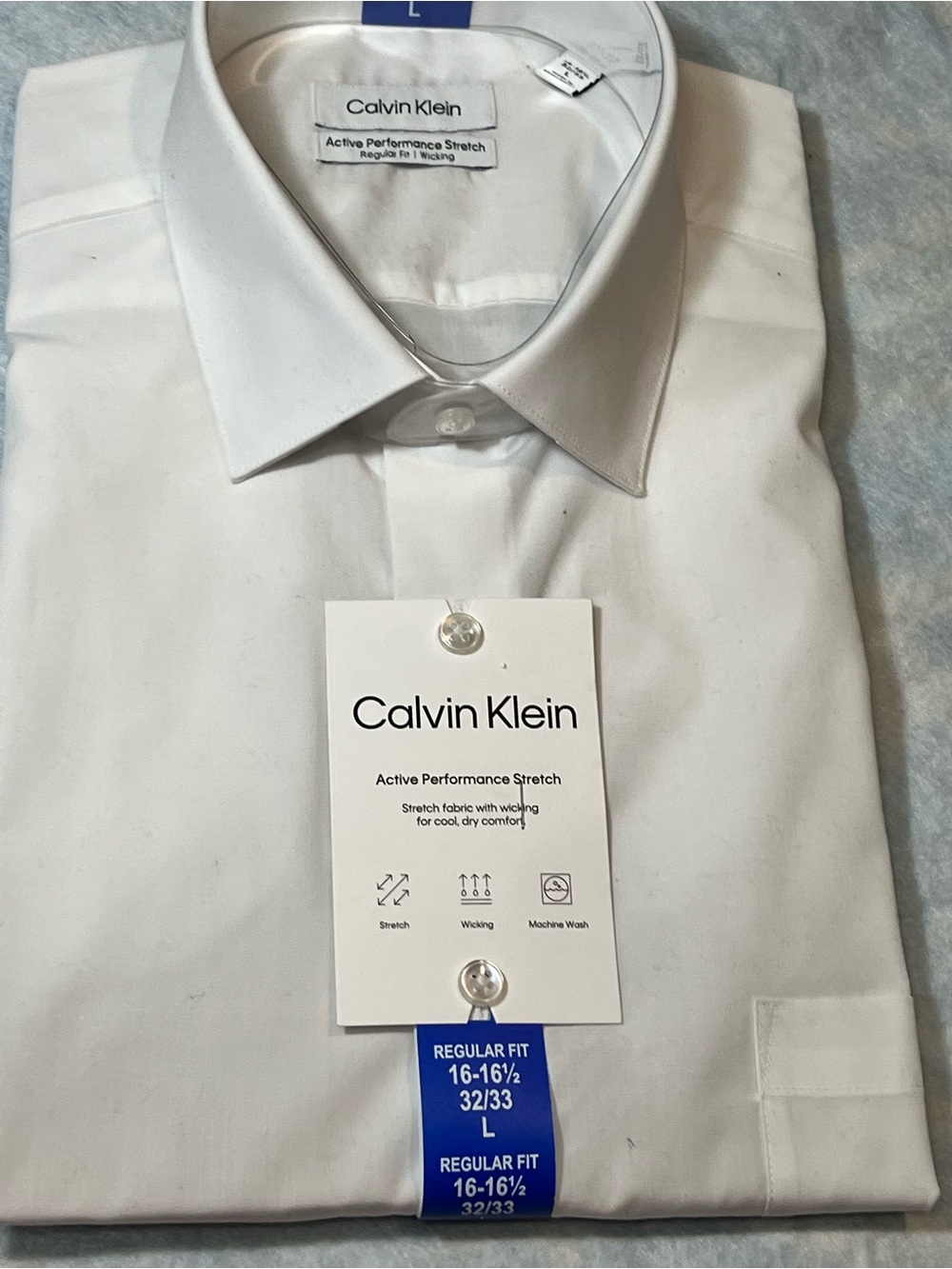 Calvin Klein White Regular Fit Dress Shirt - Active Performance Stretch